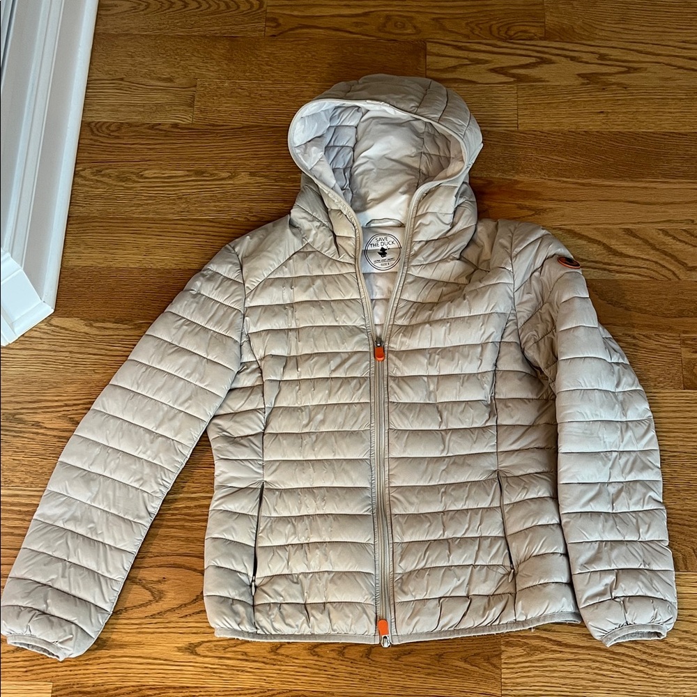 SAVE THE DUCK Gray Hooded Puffer Jacket